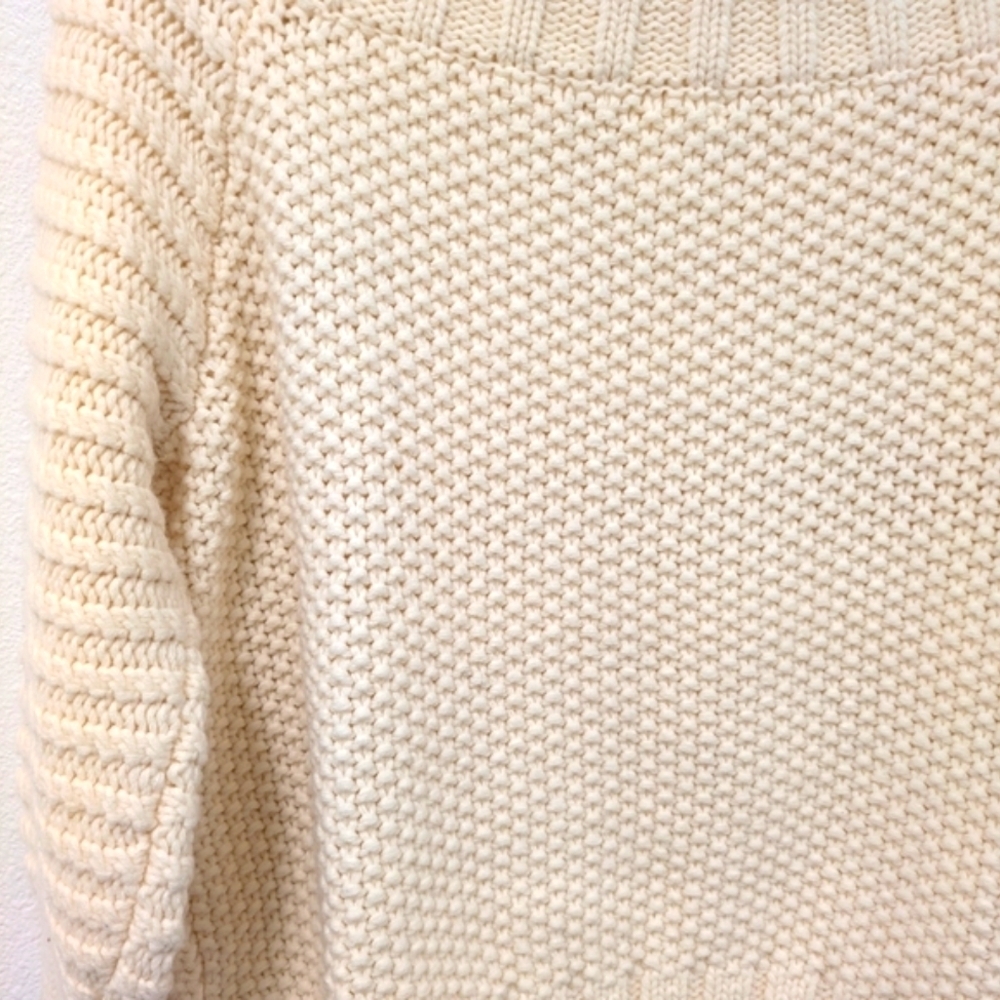 H&M Ivory Chunky Cableknit Cowl Neck Wool Blend Sweater sz L - Picture 10 of 11